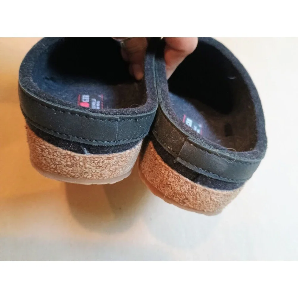 Haflinger Men’s GRIZZLY Charcoal Gray Wool Clogs Slippers Size 43 US Sz 10